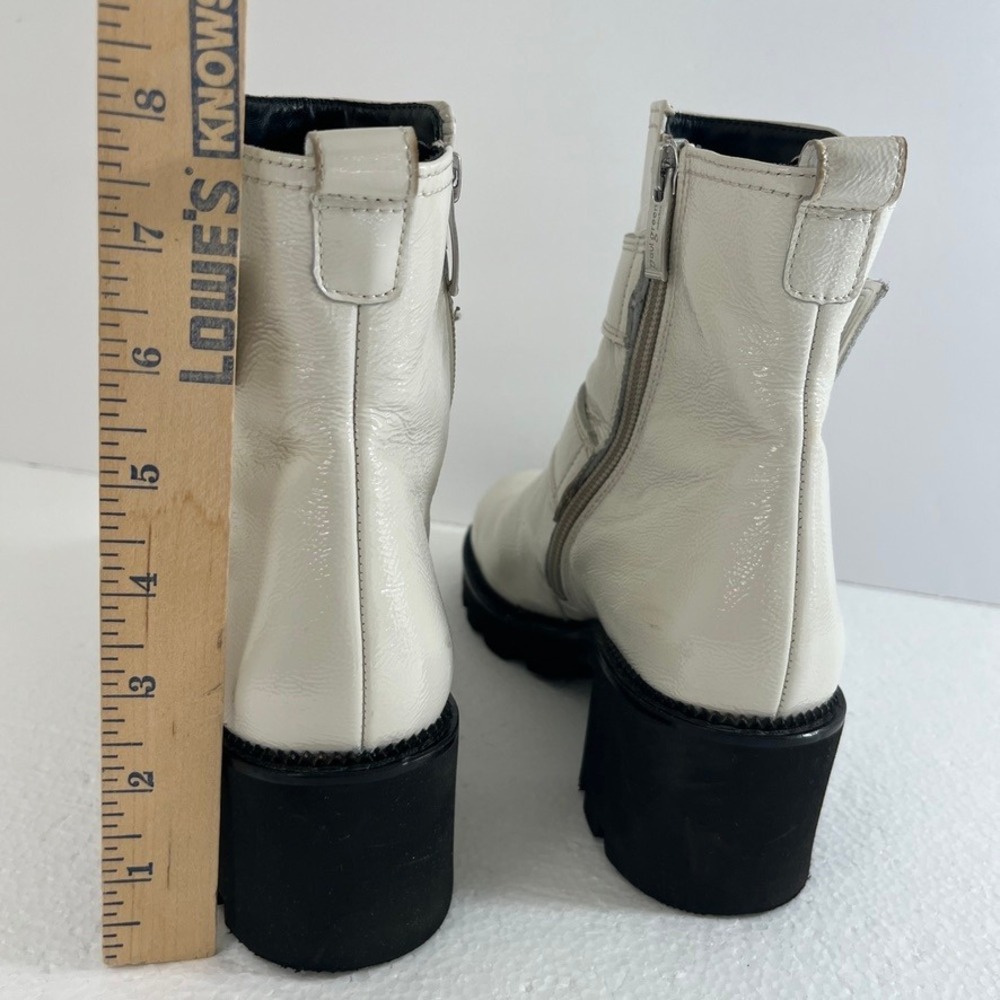 Paul‎ Green Ankle Boots Womens White Sz 6 Block Heel Buckle Accents Zip Up - Picture 11 of 15